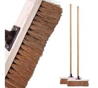 10” Soft Broom Natural Coco Bristles Cleaning Broom with Wooden Handle Durable Support Bracket Sweeping Brush Indoor for Cleaning Wooden Floor, Patios, Garage, Decking (Soft Coco Broom Pack of 2)