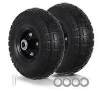 10" Solid Tires,2 Pack Flat Free 4.10/3.50-4'' Tire Wheels with 5/8” Axle Bore Hole and Double Sealed Bearings (Black, 2PK) for Garden Carts/Dolly/Trolley/Dump Cart/Hand Truck/Wheelbarrow/Garden Wagon