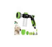 10 Spray Pattern Dog Wash, 8 Pieces Tool Include Hose Nozzle Foam Sprayer with Connectors, Attachment with Pet Bath Brush Car Wash Mitt and Dog Comb