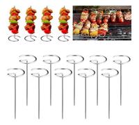 10 Stainless Steel Grill Pins - Heat-Resistant, Not Easy to Rust, Easy to Hang and Place, Ideal for Camping, Picnics, Family Gatherings, Parties (Circle)