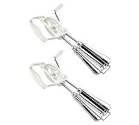 10 "stainless Steel Hand Mixer Fast Semi Automatic Egg Beater And Pasta Tool Household Beater Baking Tool White 2pc Hand Held Kitchen Mixer (White, One Size)