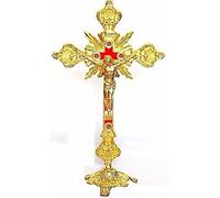 10" Standing Catholic Christian Altar Church Decor Chapel Cross Crucifix by Bethlehem Gifts TM (Gold)