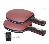 10 Star Dunson Table Tennis Racket 2P Professional Ping Pong Racket Set Rubber Hight Quality Blade Bat Table Tennis Paddle (1pcs Long +1pcs Short Handle)