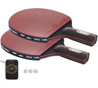10 Star Dunson Table Tennis Racket 2P Professional Ping Pong Racket Set Rubber Hight Quality Blade Bat Table Tennis Paddle (2 pcs Short Handle)
