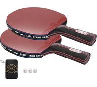 10 Star Dunson Table Tennis Racket 2P Professional Ping Pong Racket Set Rubber Hight Quality Blade Bat Table Tennis Paddle (2 pcs Long Handle)