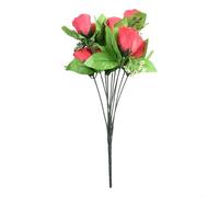 10 Stems Artificial Silk Flowers Rose Buds for Wedding and Home Arrangements (Rose Red)