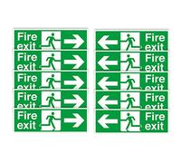 10 Stickers of Fire Exit Self Adhesive Waterproof Left Arrow & Right Arrow Sign 300mmx100mm V1120