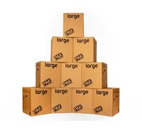 10 StorePAK Strong Boxes with Carry Handles - Suitable for Storage, Shipping, Packing & Moving House (Pack of 10) - 116 Litres - H55cm x W46cm x D46cm - 100% Recycled & Recyclable - LARGE