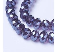 10 Strands Transparent Electroplate Glass Beads Strands Slate Blue Pearl Luster Plated Faceted Rondelle Crystal Glass Beads Spacers Loose for DIY Jewelry Making Bracelet Necklace Crafts 4x3mm 15"