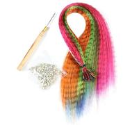 10 Strands Vibrant Feather Hair Extensions - 10 Colors, 16 Inch, Mixed Colored Synthetic Hair Feathers Kit For Party Festival(50set)