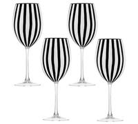 10 Strawberry Street Black & White Stripe Glassware, Red Wine, Set of 4