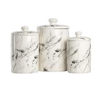 10 Strawberry Street Marble Kitchen Canister Set, 3 Piece, White/Black