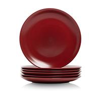 10 Strawberry Street WM-1-RED-6 Stoneware Wazee Matte Dinner Plate, Porcelain, Red