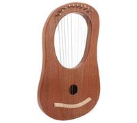 10 Strings Okoume Mini Lyre Harp, Tuning Wrench, Bone Saddle, Beginners, Children, Students, Practice, Stage Performance, Recording, C Major Scale, Portable for Daily Use