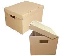 10 Strong A4 Archive Cardboard Storage Filing Boxes With Hinged Lid + Handles Size 15" x 12" x 9" Document File Packing Packaging Office Supplies