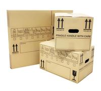 10 Strong Large Cardboard Storage Packing Moving House Boxes 47cm x 31.5cm x 27cm 44 Litres Carry Handles and Room List