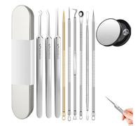 10 Stück Blackhead Remover Set, Blemish Extractor Tool Kit, Stainless Steel Blackhead Tweezers, Blackhead Remover with 15x Magnifying Glass, Metal Box