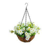 10 Styles Artificial Solar Hanging Basket with Flowers, Hanging Flowerss, Plants for Hanging Baskets, Artificial Hanging Flower in Basket, DIY Artificials Flowers for Yard Garden Patio Home Porch (A)