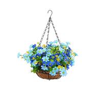 10 Styles Artificial Solar Hanging Basket with Flowers, Hanging Flowerss, Plants for Hanging Baskets, Artificial Hanging Flower in Basket, DIY Artificials Flowers for Yard Garden Patio Home Porch (F)