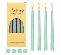 10'' Taper Dinner Candles, 4Pcs Non Drip Candle Sticks, 6 Hour Burn Time Non Scented Candles for Valentine's Day Mother's Day Birthday Xmas Party Home Decorations (Light Green)