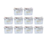 10 Thank You Present Bags | Gold Foil Print & Marble Texture | Wedding/Party/Christmas Decorations | Elegant Kraft Paper Box with Silk Bow