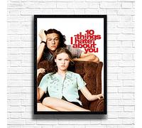 10 Things I Hate About You, 90s Movie Print Vintage Nostalgic Film Poster, A4 A3 Size Frame Options, Home, Pub, Café, Bar Decoration Wall Art Print, House gift for movie lovers (A4 Framed (Black))