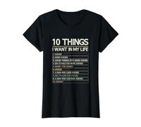 10 Things I Want in Life Funny Horse Stable Value Graphic T-Shirt, Women, Black, M