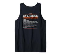 10 Things I Want in My Life Cars More Cars - Funny (Back) Tank Top