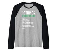 10 Things I Want In My Life Cats More Cats Woman Raglan Baseball Tee