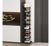 10-Tier Black Shoe Rack for Small Spaces Tall Entryway Compact Shoe Tower Stylish Shoe Storage Solution Perfect for Entryway & Closet.