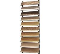 10-Tier Metal Porcelain Tile Display Rack, Wooden Floor Display Stand for Building Material Samples, Wall-Mounted Flooring Display Shelf, for Placing Various Building Material Samples