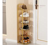 10-Tier Narrow Metal Shoe Rack Space-Saving Black Shoe Storage Cabinet Sturdy Design for nized Footwear Stylish Gold Finish Perfect for Home or Office