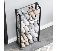 10 Tier Shoe Rack Organiser - Space Saving Shelf for 20 Pairs, Easy Assembly Black Tower with Metal Shelves, Compact Vertical Stand for Entryway, Closet, Bedroom, Dorm Room Holder.