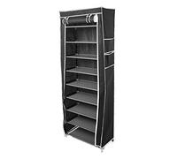 10-Tier Shoe Rack, Shoe Storage Cabinet with Dustproof Non-Woven Fabric Cover (Black)