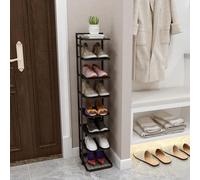 10-Tier Tall Narrow Shoe Rack - Space-Saving Metal Corner Shelf Tower - Freestanding Shoe Storage Cabinet for Entryway & Bedroom - Stylish Black Organizer for Closets