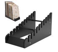 10-Tier Tile Sample Display Stand, Wooden Tile Sample Storage Rack, Floor Tile Display Stand, Building Material Display Shelf, Slotted Tile Display Rack, Floor Sample Holder for Exhibition Hall Retail