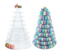 10 Tiers Round Macaron Tower Stand Plastic Transparent Cake Stand Macaron Display Rack Desserts Cupcake Holder Platter for Baby Shower, Birthday Party, Wedding, Party Decor