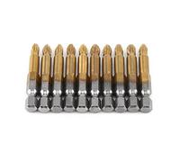 10 Titanium-Plated Non-Slip Bits 50Mm Long (Ph2 Head Type) PH2 Cross Head Anti Skid 1/4 Inch Screwdriver Bits Set