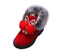 10 Toddler Kids Girls Winter Snow Boots Fur Lined Warm Ankle Boots Ankle Fashion Boots Plush Winter Snow Boots YL0804 2#Red