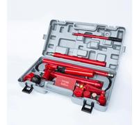 10 Ton Hydraulic Porta Power Auto Body Frame Repair Kit, Red and Grey, Professional Grade with Storage Case, Commercial and Industrial Use