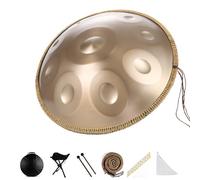 10 Tones 22 Inch Handpan Drum In D Minor 432 Hz Handpan Drum Instrument, Steel Hand Drums with Soft Handpans Bag, for Meditation, Music Therapy & Live Performances(Gold)