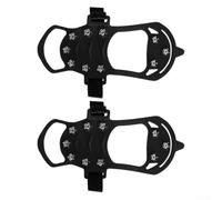 10 Tooth Ice Cleats for Hiking and Climbing with Rubber Base and Steel Spikes to Enhance Grip on Ice and Snow (L Black)