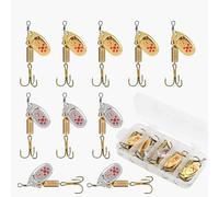 10 Trout Spinners | Artificial Bait | Spinnerbait Smooth Spoons Rigs | Gold Silver Fishing Lure | Hard Metal Spinner Baits | Hard Metal Casting Spoon Lures Saltwater Treble Hooks