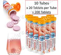 10 Tubes MIVOLIS Vitamin C 200 effervescent Tablets Blood Orange Immune Support