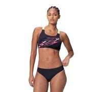 (10 UK, Black/Light Green) Speedo Womens/Ladies Medley Repeat Logo Leaderback Bikini Set