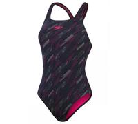 (10 UK, Black/Pink) Speedo Womens/Ladies Hyperboom Medalist All-Over Print One Piece Swimsuit