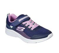 (10 UK Child, Lavender/Navy) Skechers Girls Microspec Diagonal Stripe Trainers