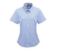 Premier Womens/Ladies Gingham Short-Sleeved Shirt (Light Blue/White) - Blue & White - Size 10 UK