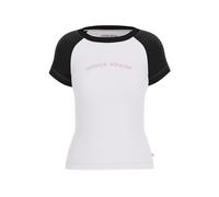 (10 UK, White) Guess Womens/Ladies Curved Logo Slim Raglan T-Shirt