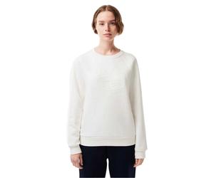 (10 UK, White) Lacoste Womens/Ladies Embroidered Logo Relaxed Fit Sweatshirt